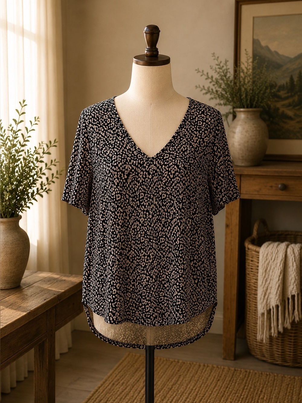 American Eagle Oversized Leopard Animal Print Top Size XS Soft and Sexy